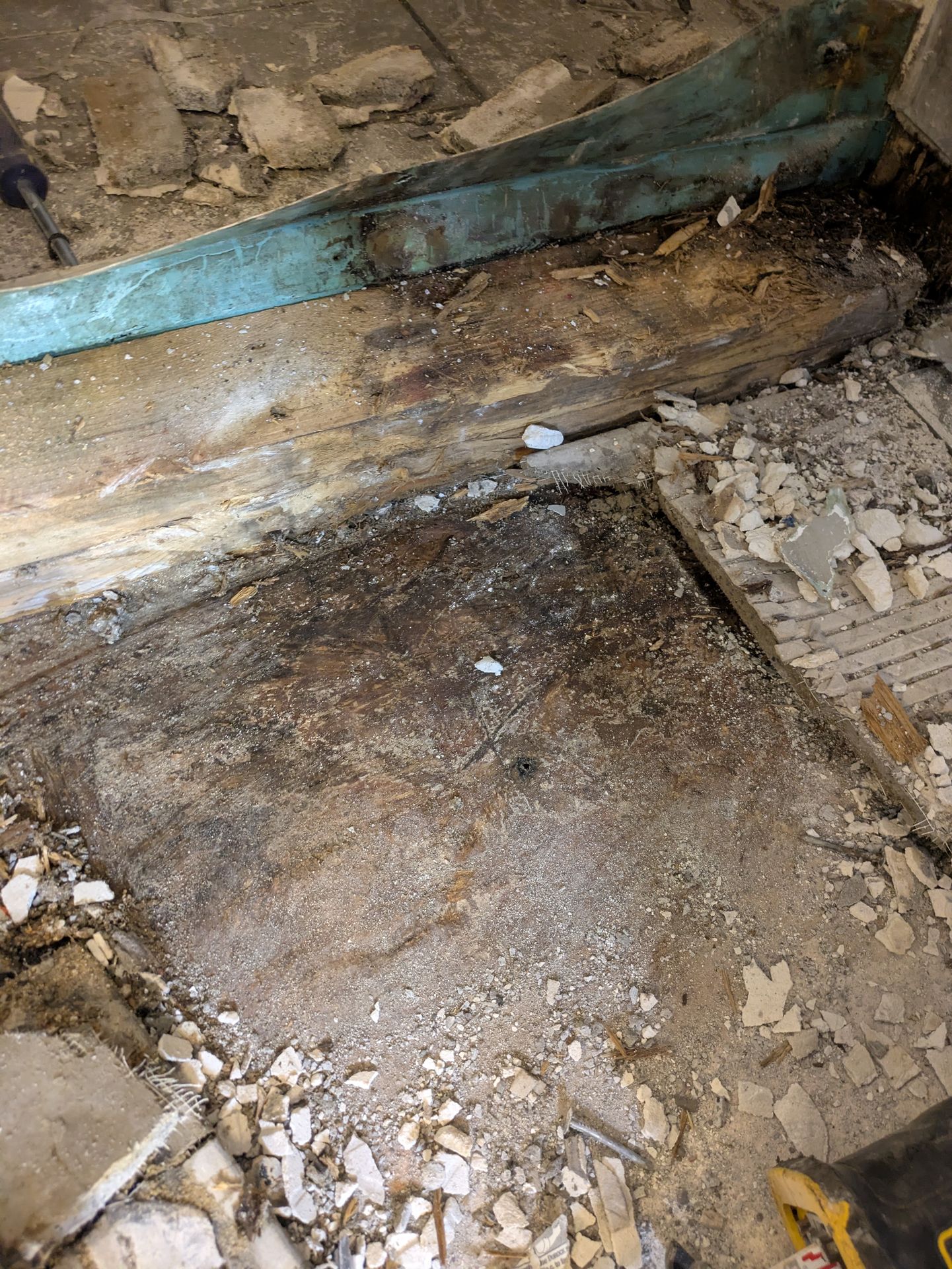 Exposing and replacing rotten floor joists in an Athens GA home
